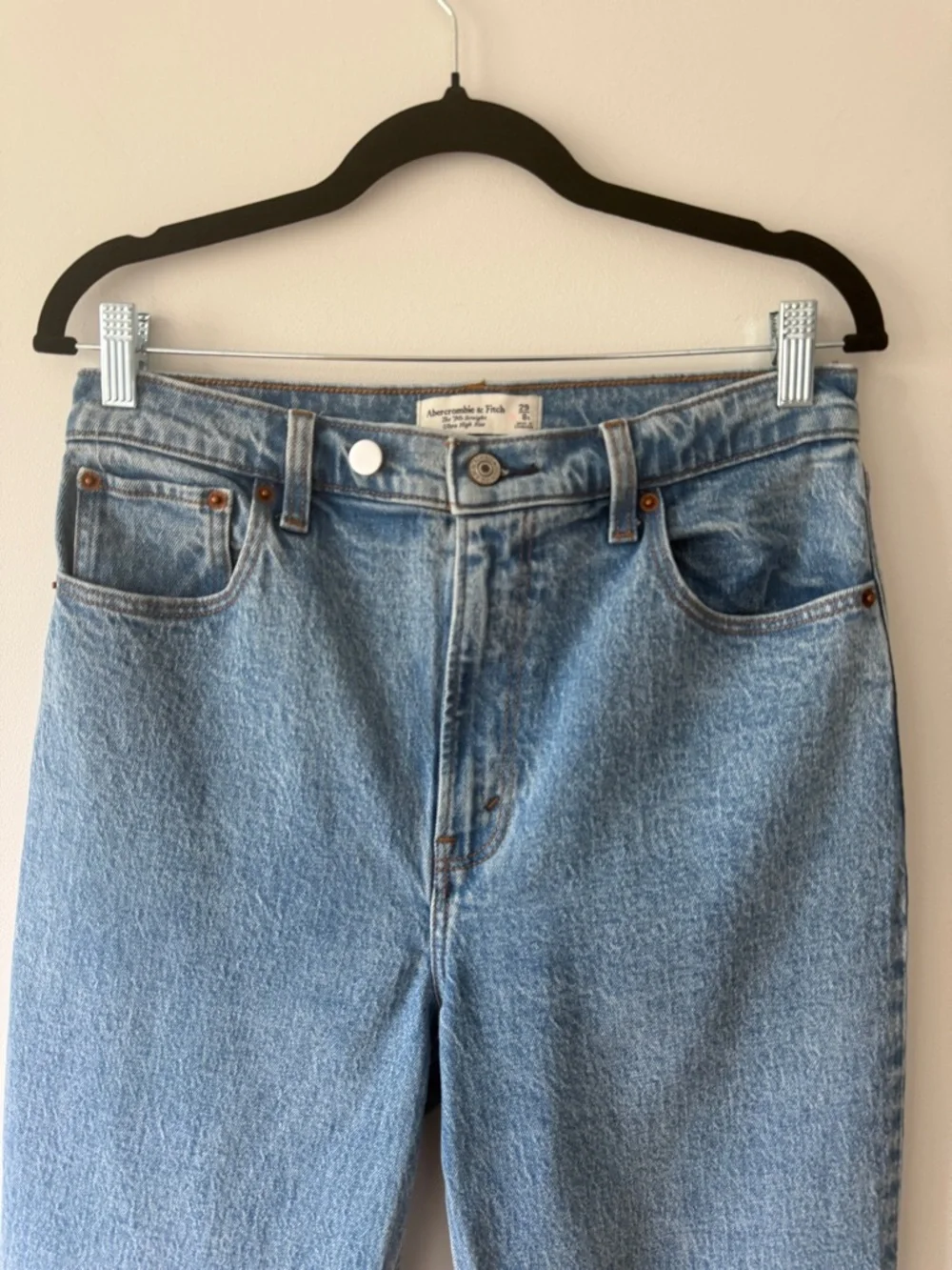 Abercrombie & Fitch 90s Straight High Rise Jeans Light Wash Size 29 - Picture 2 of 12